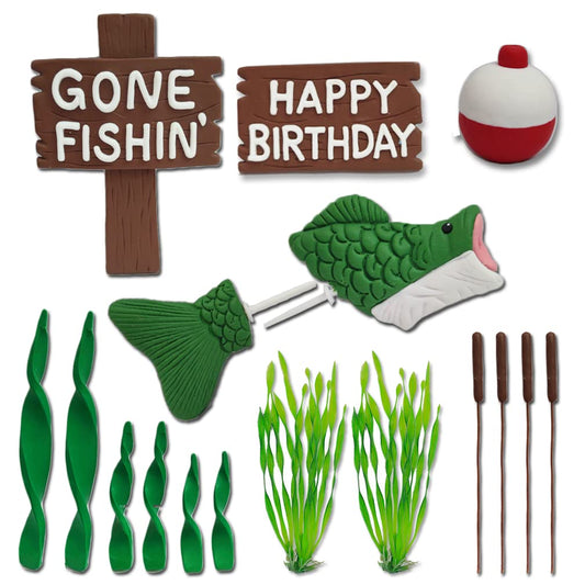 DiDida bass head and tail topper enhances cake decor.