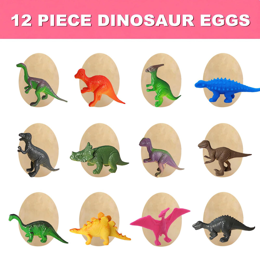 Eggs soak briefly before excavation to reveal hidden dinosaur figures.