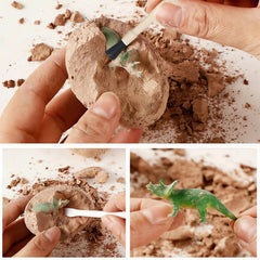 STEM-inspired dinosaur excavation promoting fine motor skills and problem solving.