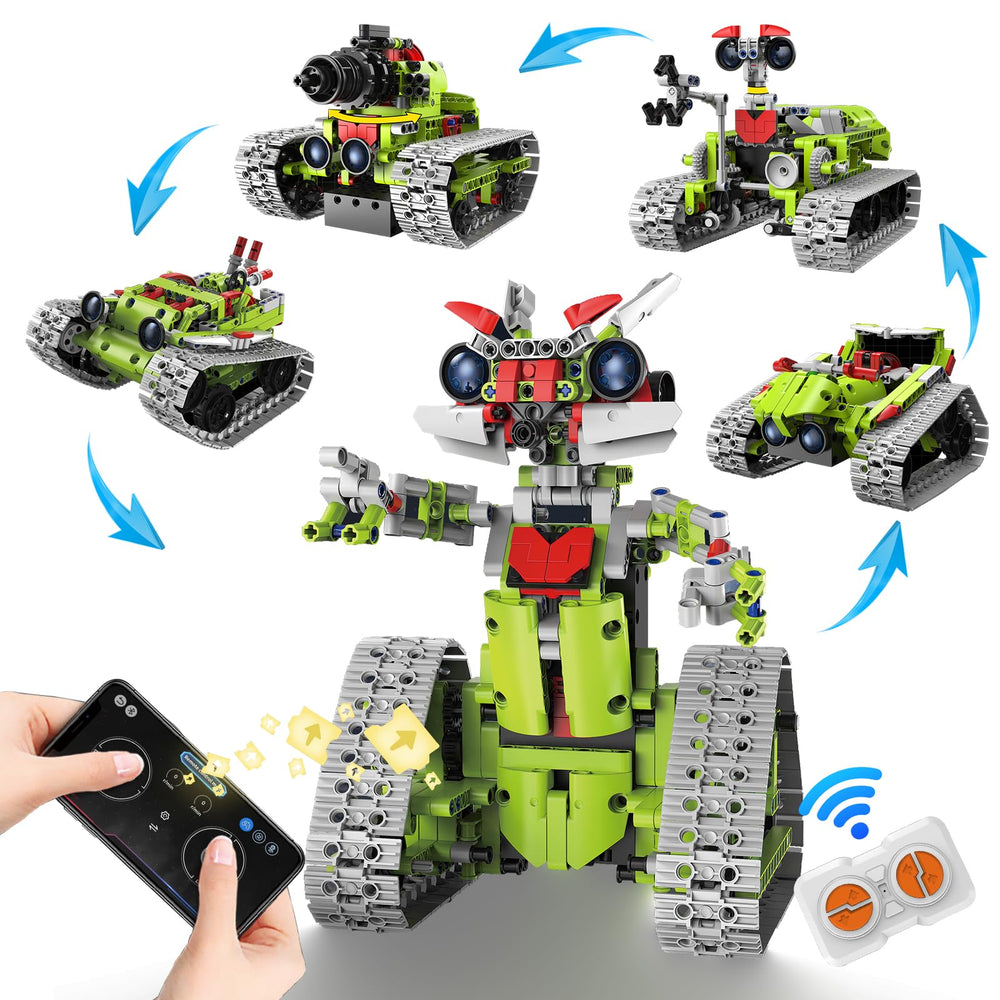 DIEBA 5-in-1 robot kit assembled for modular play and creativity.