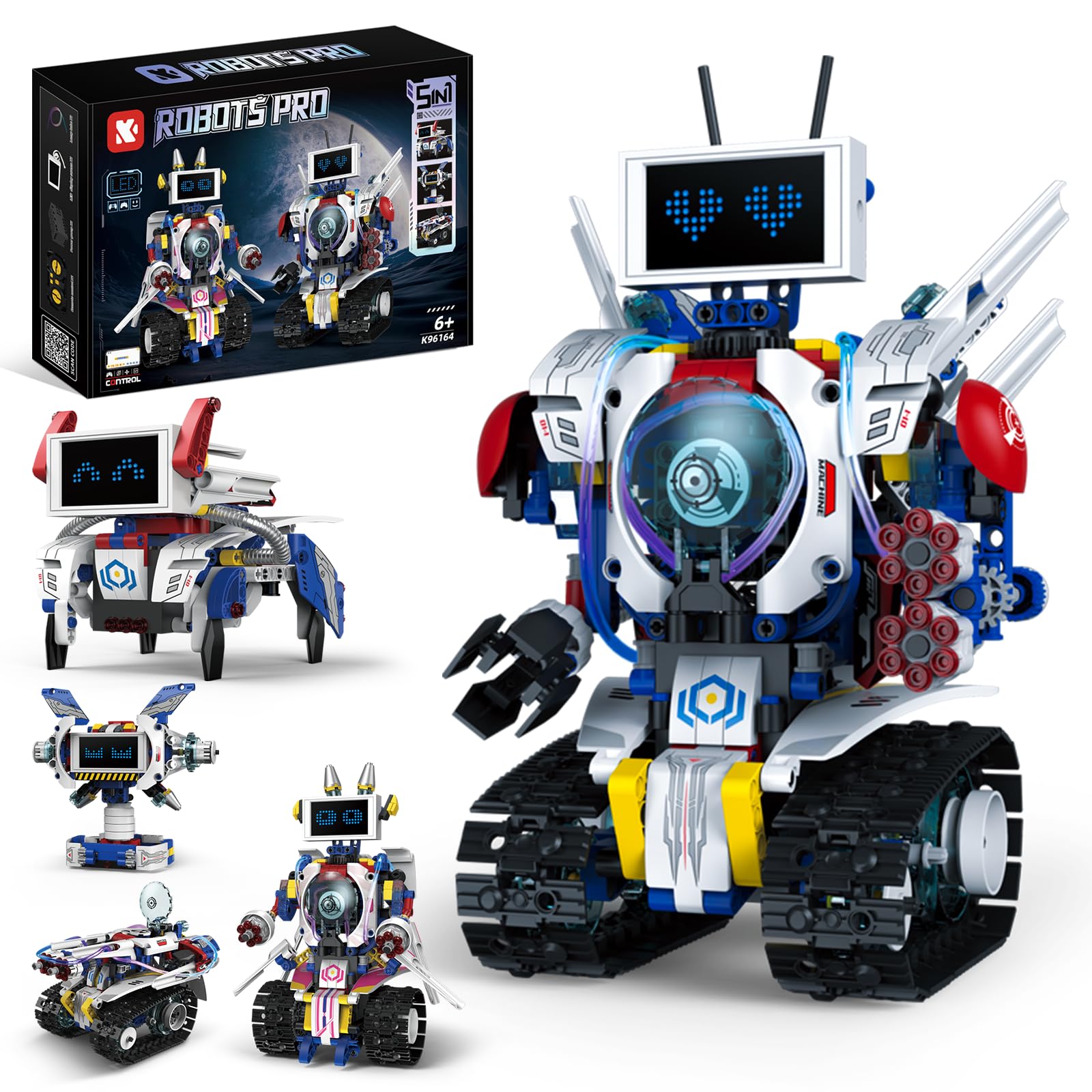 DIEBA Building 5-in-1 robot toy being assembled for hands-on learning.