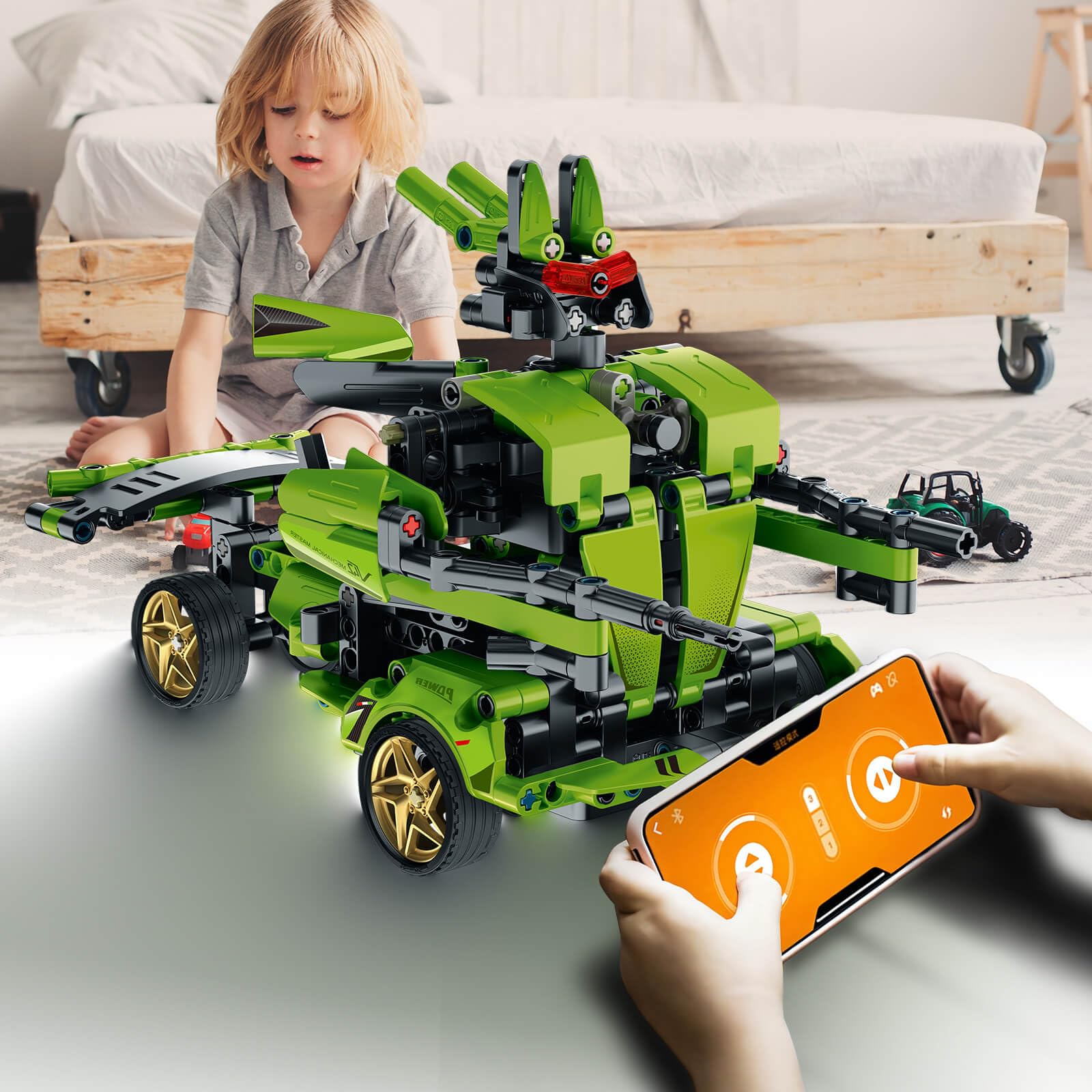 DIEBA STEM kit—app-controlled car on table for precise control