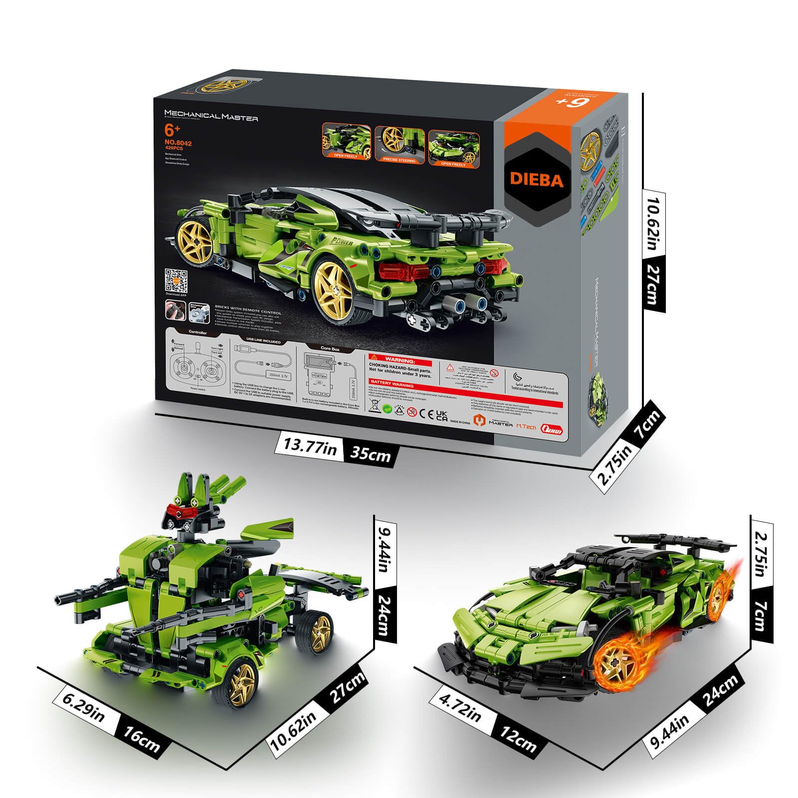 DIEBA STEM kit—green blocks, tactile play for hands-on learning