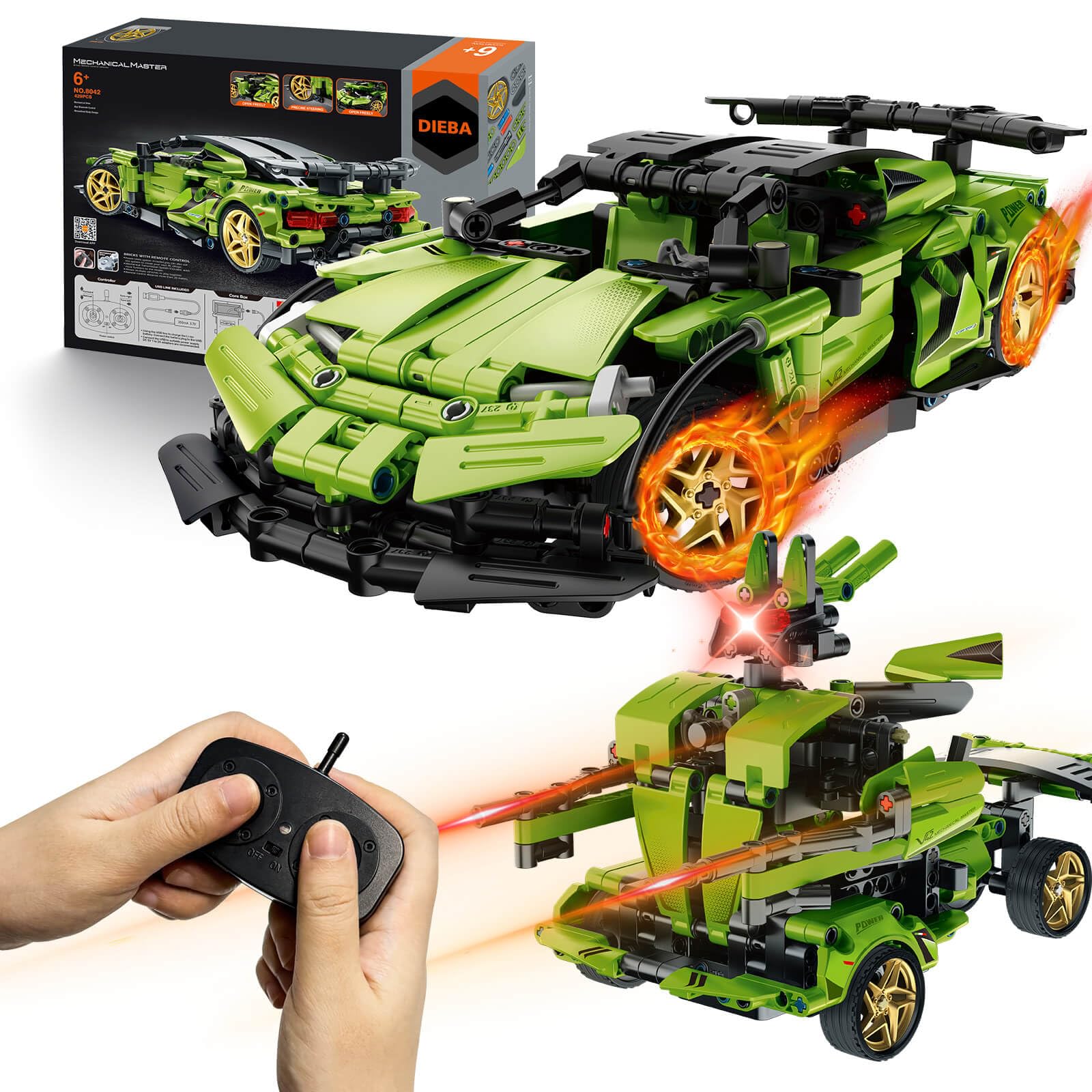 DIEBA STEM kit—supercar front view, inviting engineering play