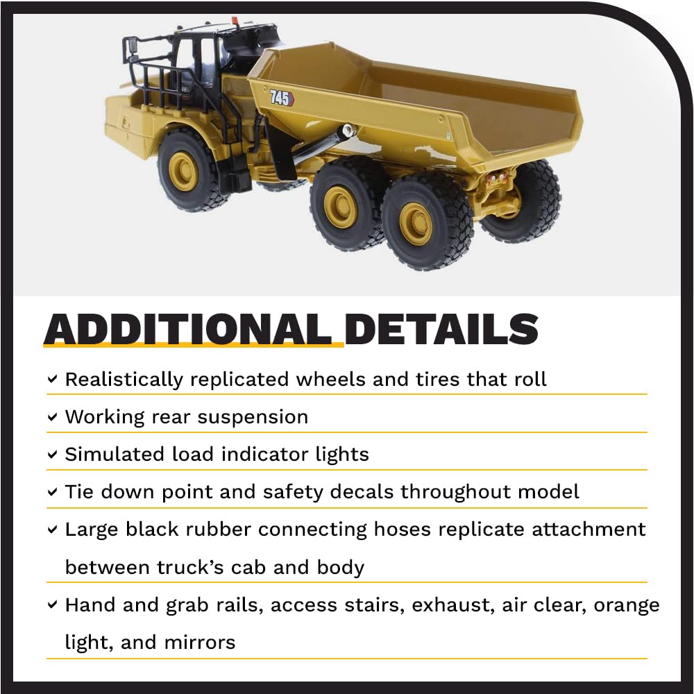Diecast Masters Cat 745 wheel detail showcases quality construction for collectors