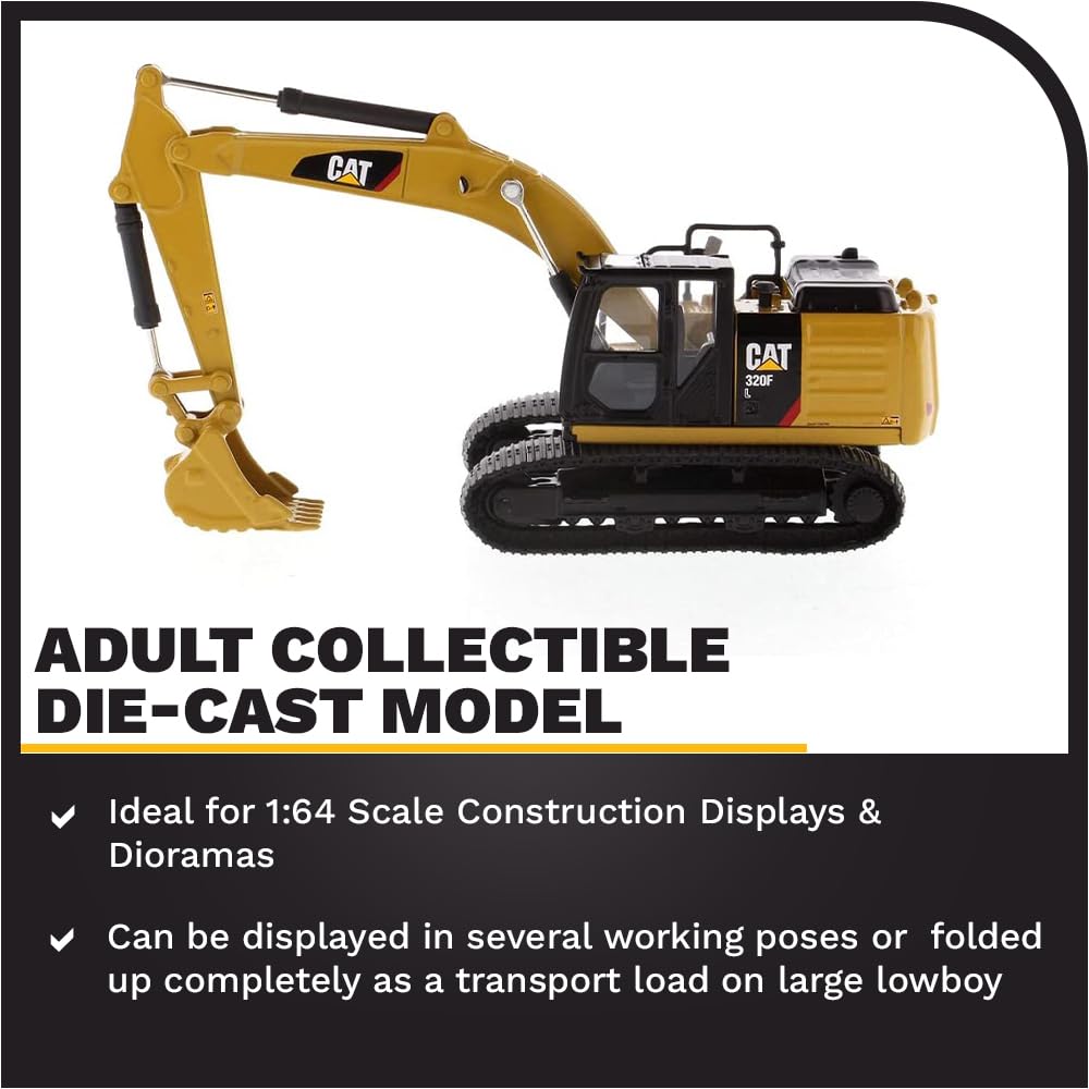 Diecast Masters Caterpillar 320F L interior cab reveals detailed cockpit for realistic display.