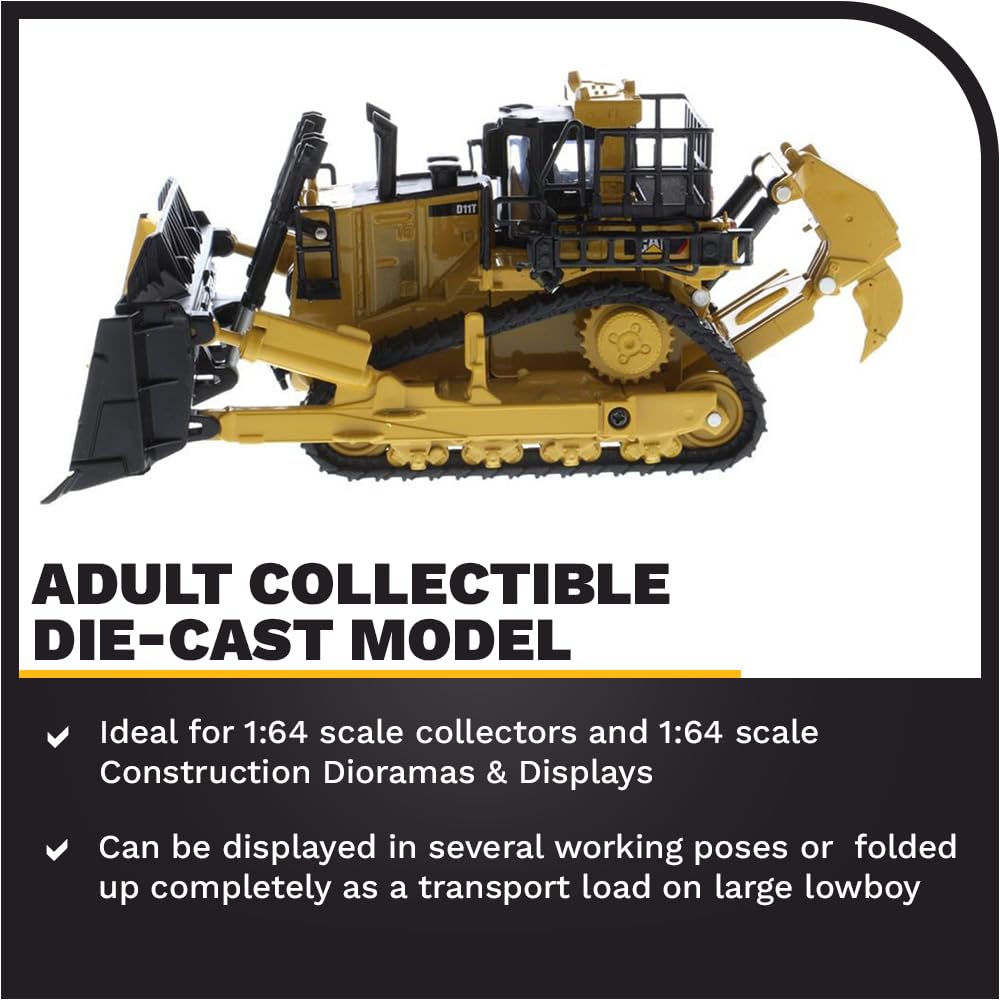 Diecast Masters CAT D11 dozer rear rippers close-up for rugged realism.