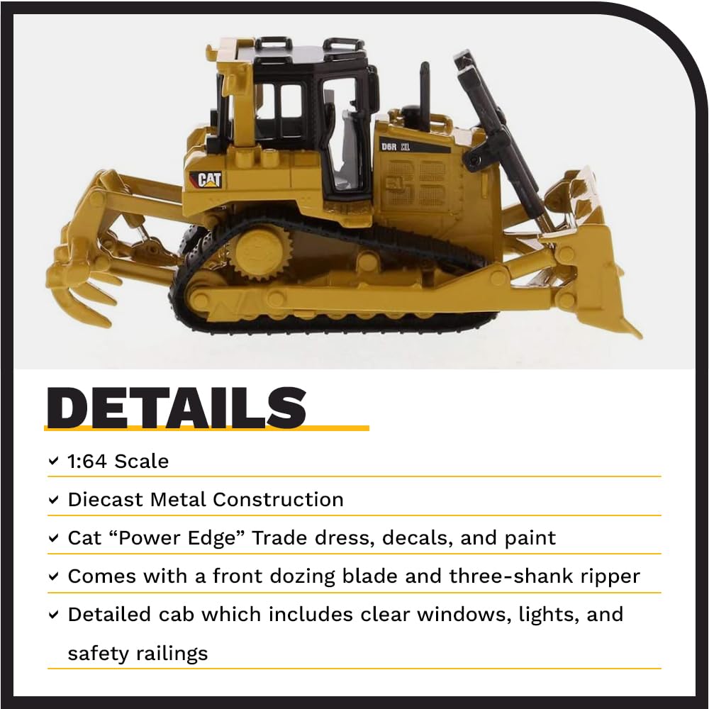 Diecast Masters D6R XL bulldozer cab detail showcases interior features in miniature form