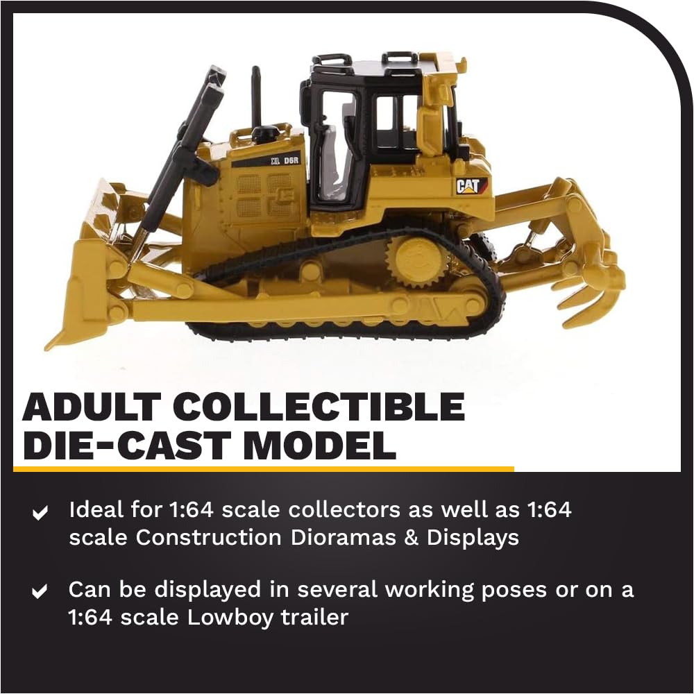 Diecast Masters D6R XL bulldozer top view captures compact dimensions for shelf display