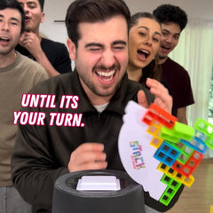 Diffy Toys Stack Attack tower assembly capturing patience and precision.