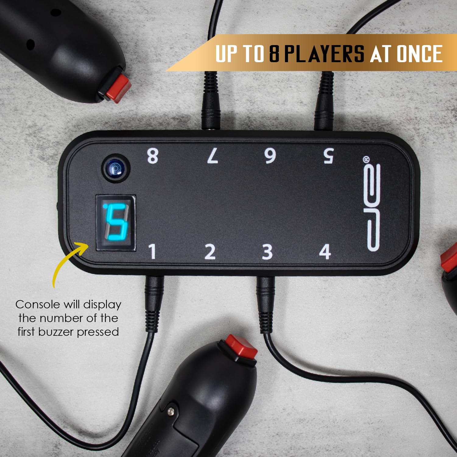 Digital Energy Handheld Game System sound cues identify first buzzer
