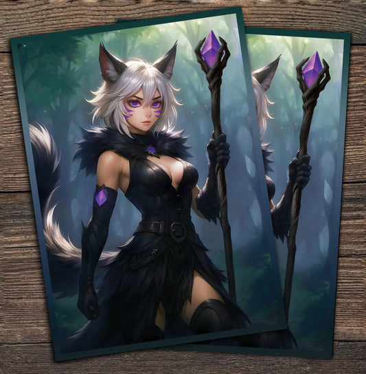 Digital Sorcery Studio Anime Cat Warlock Sleeves matte back for smooth shuffles and confident play
