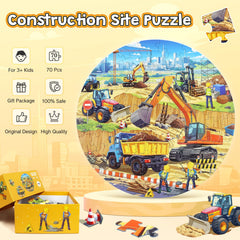 DIGOBAY 70-piece construction site puzzle supports motor skills and problem solving for kids