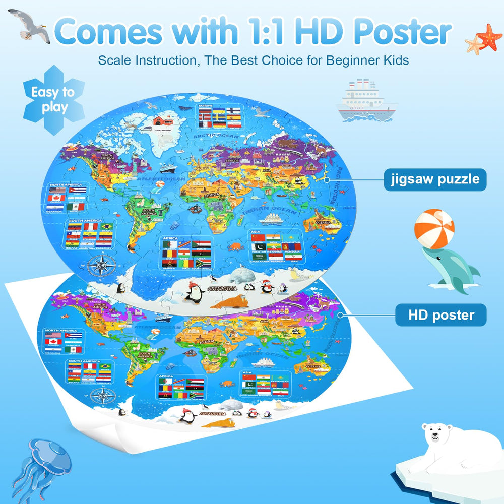 DIGOBAY glow world map puzzle durable cardboard for frequent family play