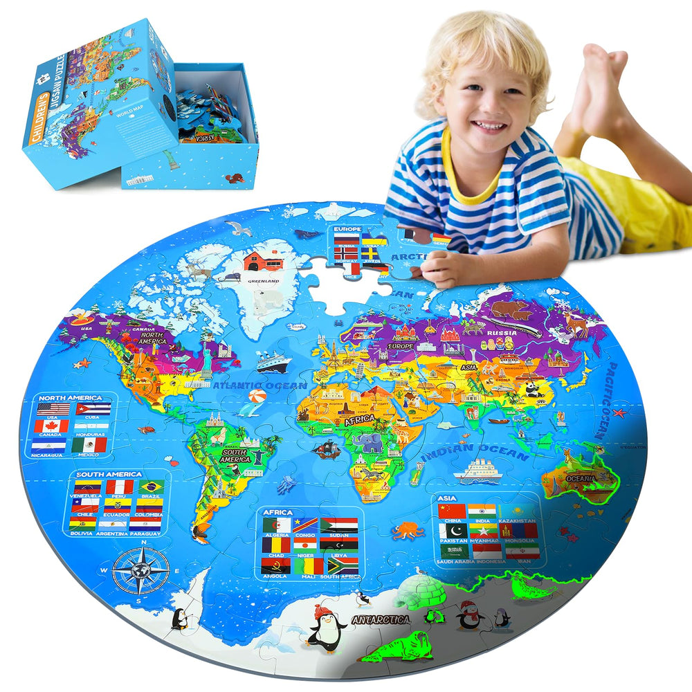 DIGOBAY glow world map puzzle night scene sparks imagination and geographic awareness
