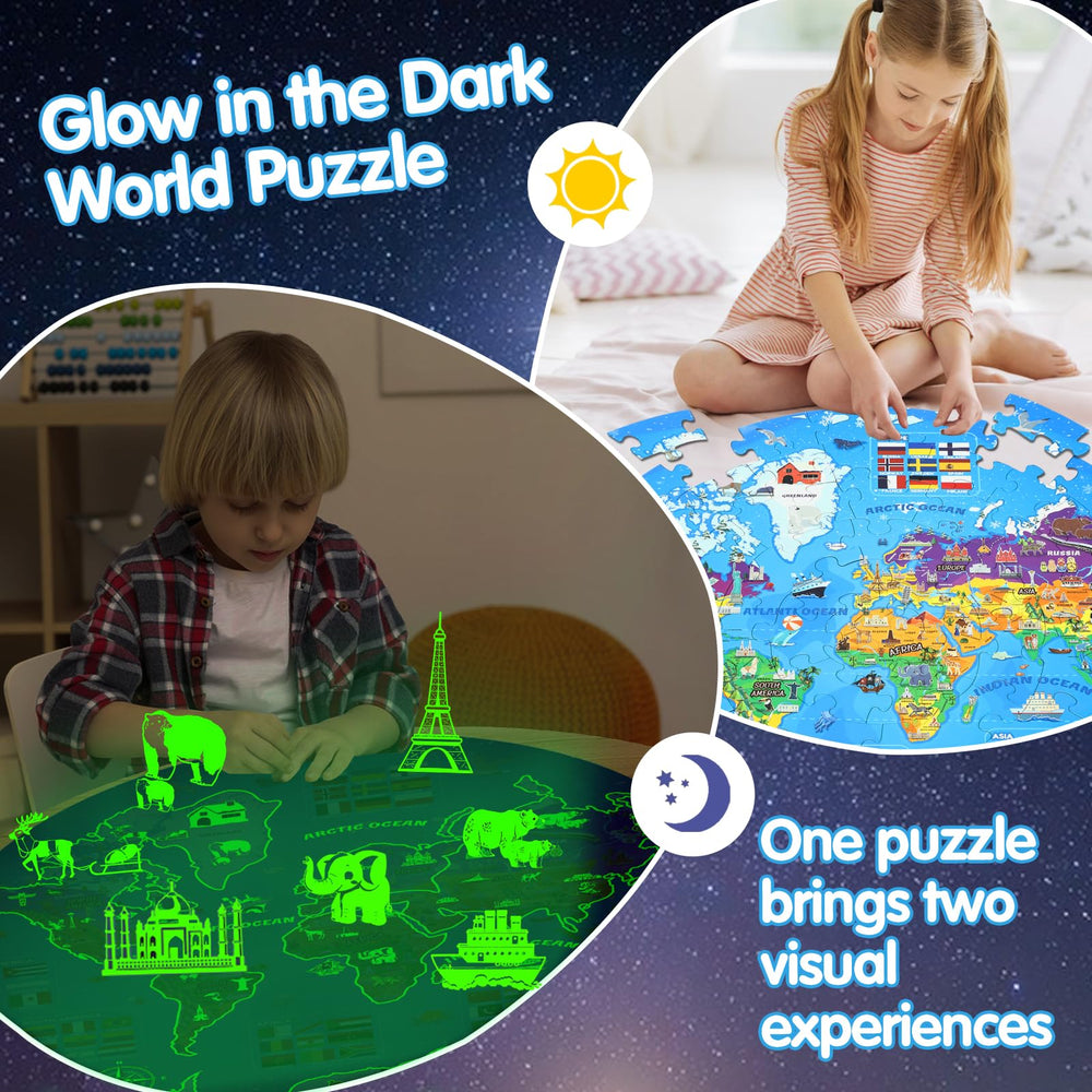 DIGOBAY glow world map puzzle non-toxic materials ensure safe playtime
