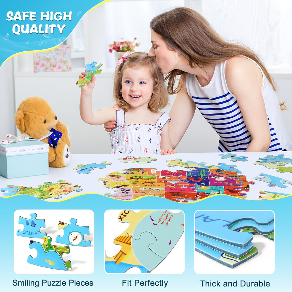 DIGOBAY jumbo round US map puzzle for interactive geography learning.