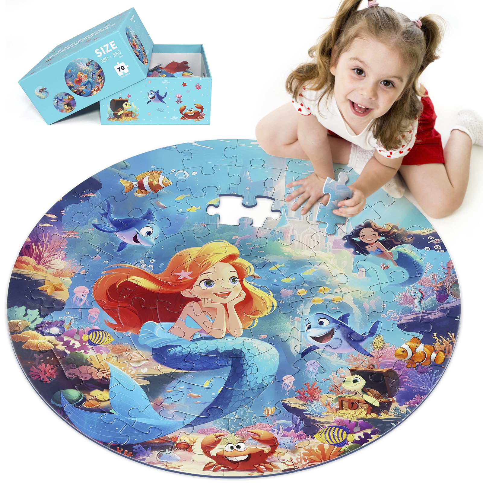 DIGOBAY mermaid floor puzzle box showing gift-ready packaging for kids