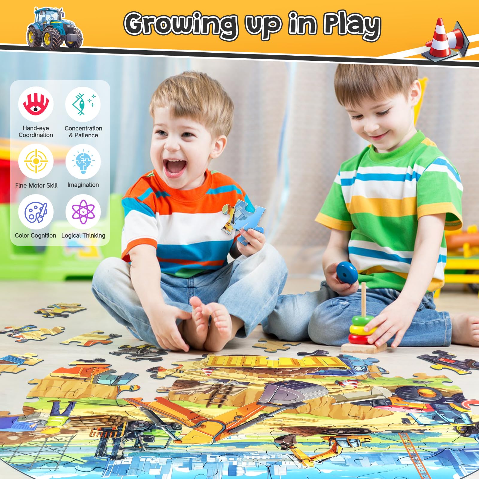 DIGOBAY safe blue cardboard puzzle with smooth edges for worry-free play