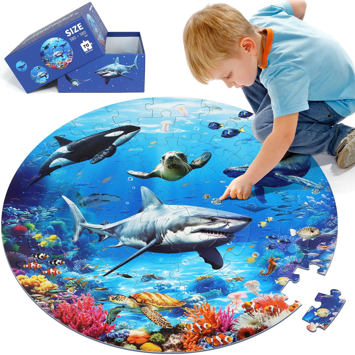 DIGOBAY round underwater puzzle, 22.8-inch diameter, inviting collaborative play and exploration