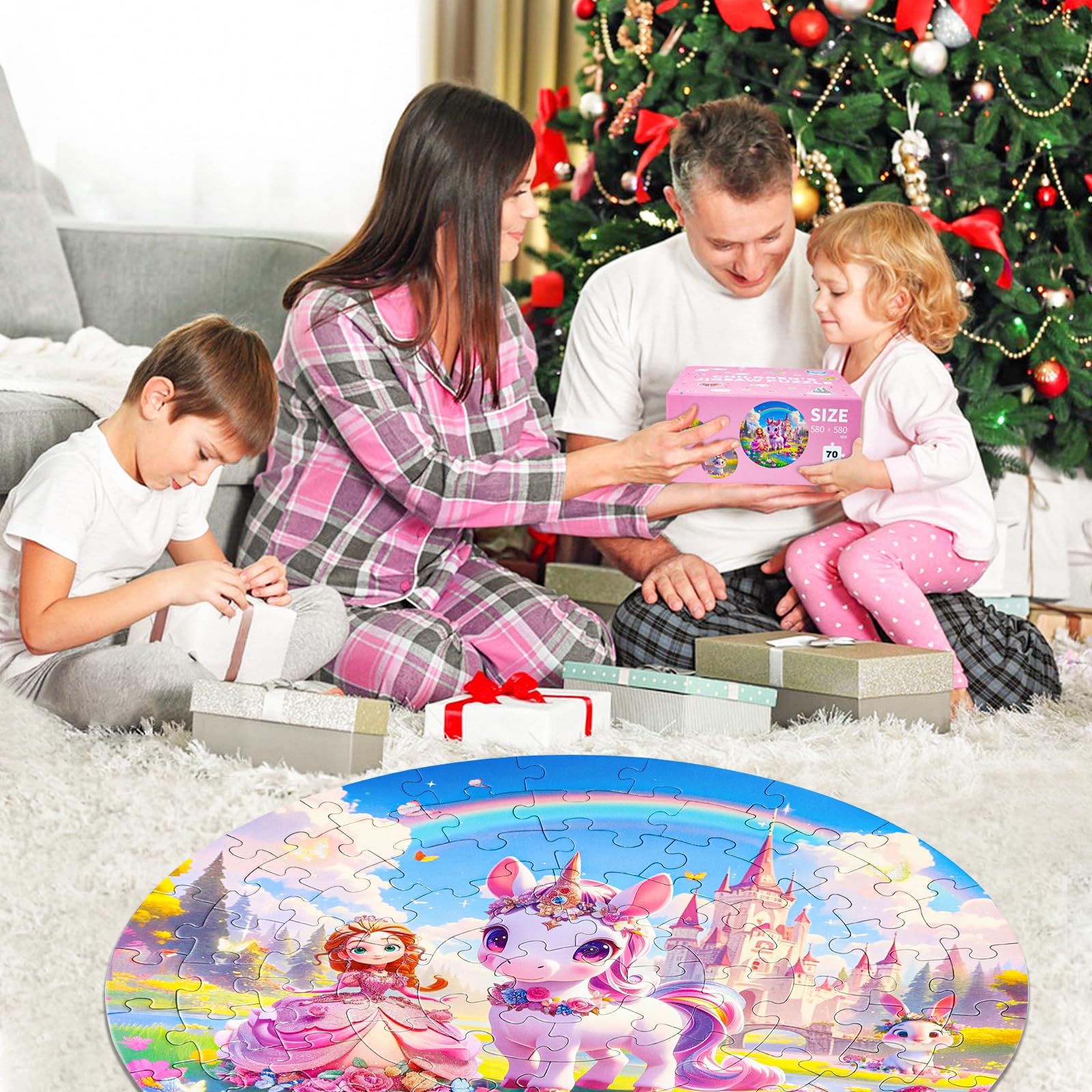 DIGOBAY circular frame puzzle creates dreamy playtime with princess and unicorn theme