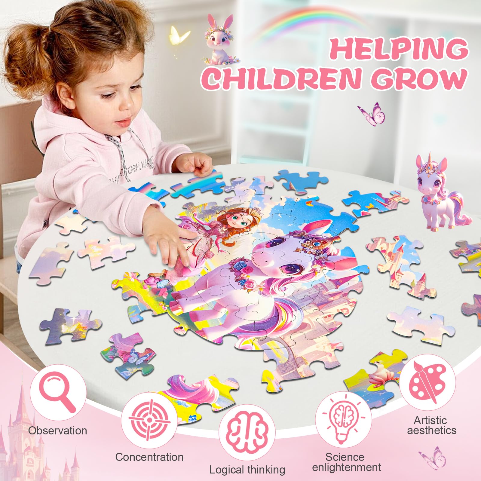 DIGOBAY unicorn princess puzzle design supports concentration and fine motor development