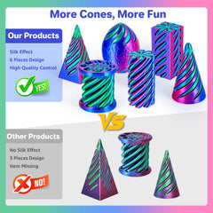 Dikale 6-pack spiral cone fidget set egg shape for calm focus on the go.