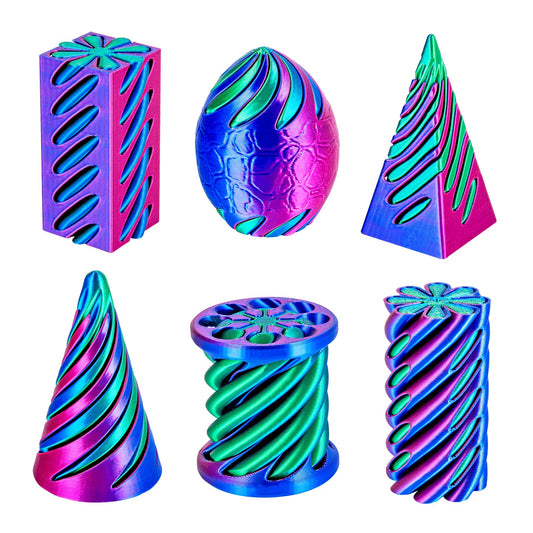 Dikale 6-pack spiral cone fidget set front view, ideal for tactile focus.