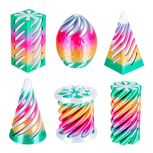 Dikale candy-gradient cone cylinder close-up, smooth finish ideal for focused fidgeting