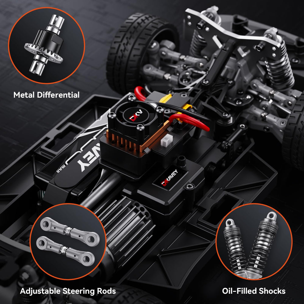 DIKAVEY chassis detail showing aluminum frame and metal drivetrain for durability