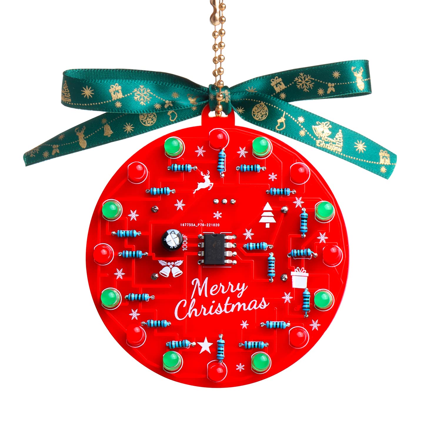 DIKAVS LED Christmas tree project for beginner soldering practice.