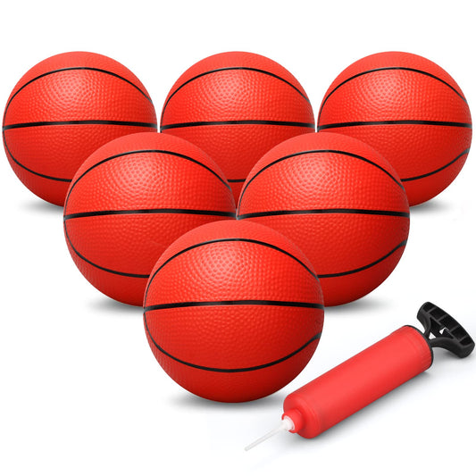 Dilabnba 6'' mini red basketball close-up highlighting soft rubber and grip channels for easy handling.