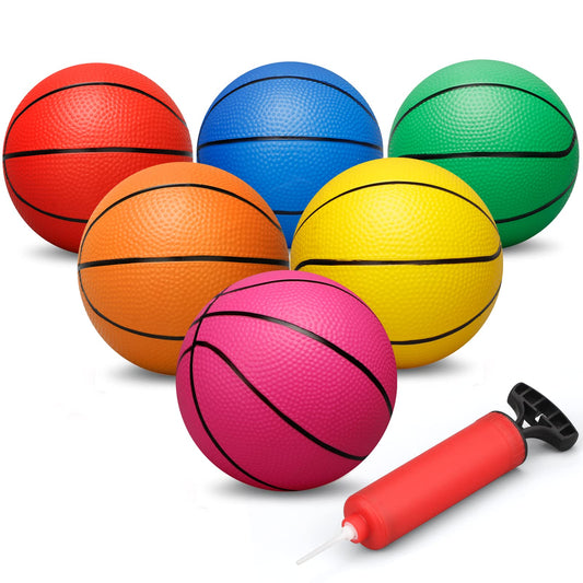 Dilabnba 6-Inch colorful rubber basketballs 7-pack for versatile indoor outdoor play
