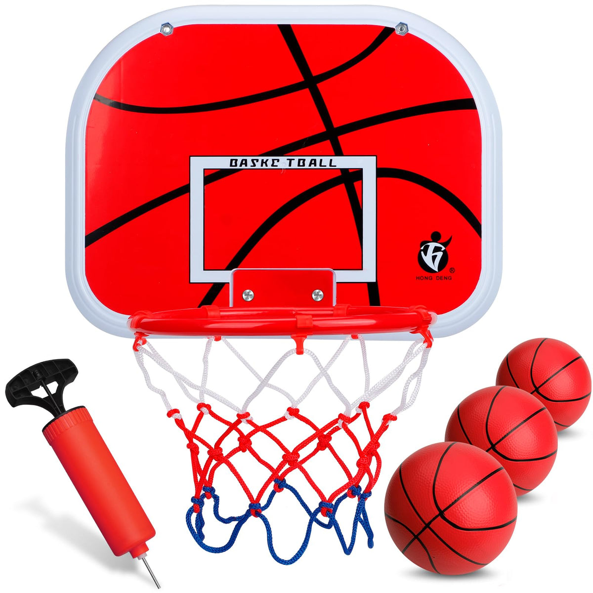 Dilabnba mini red hoop set over-the-door backboard for quick indoor play