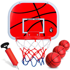 Dilabnba mini red hoop set over-the-door backboard for quick indoor play