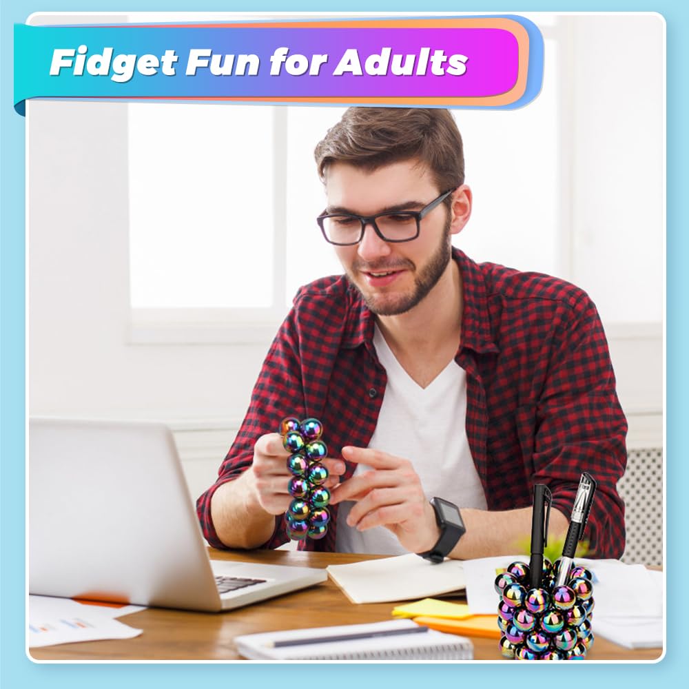 Dilabnba rainbow magnets on a vivid display case inspire creative office breaks