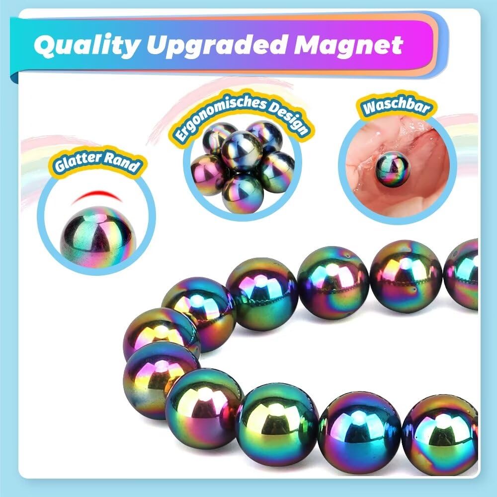 Dilabnba rainbow hematite magnetic ball held in hand for tactile use at work