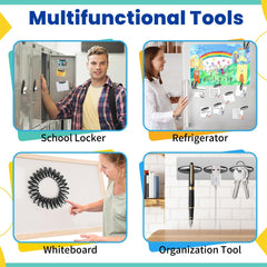 Dilabnda fridge magnets in kitchen scene show practical fridge organization.