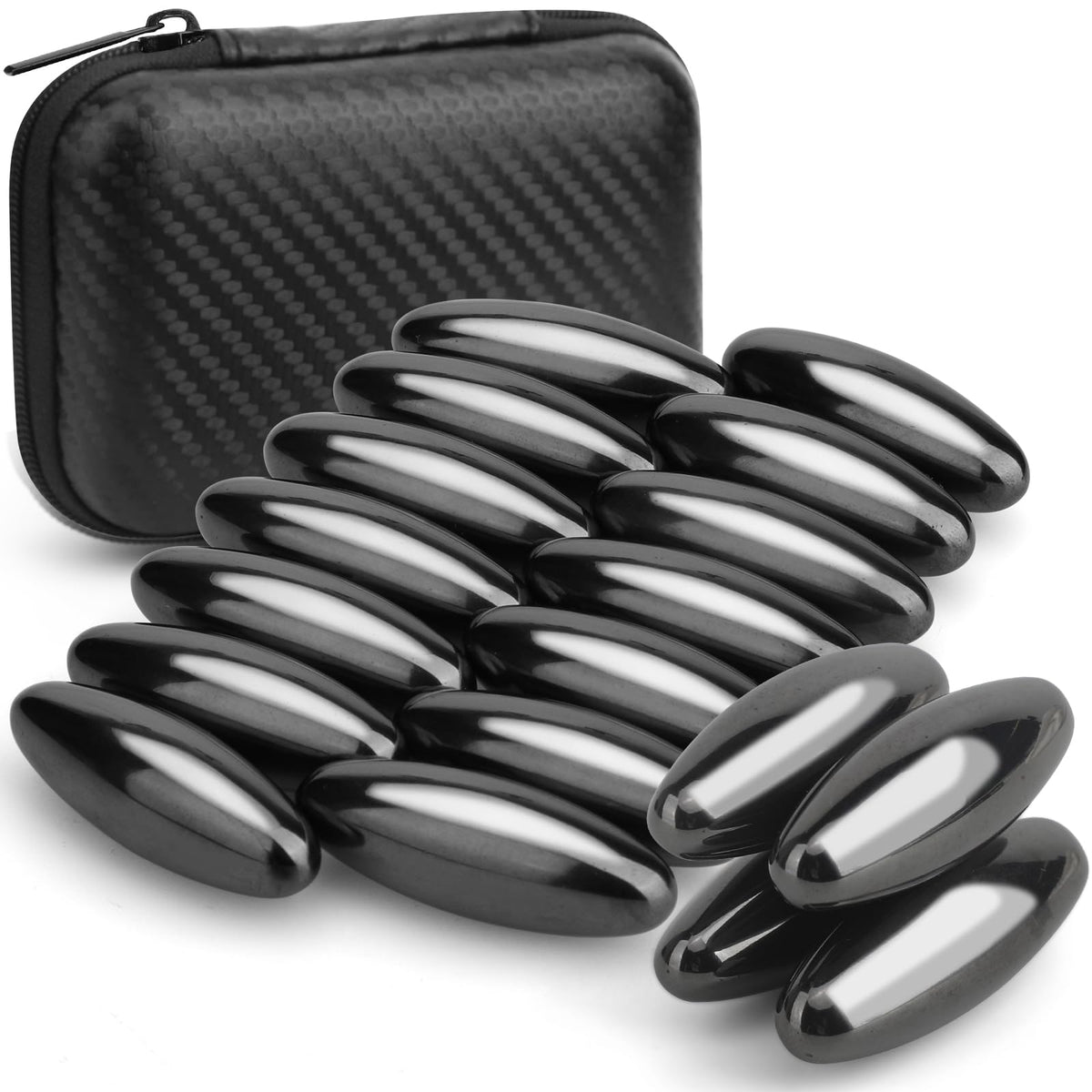 Dilabnda hematite magnet egg set packaging promotes tidy desk organization and portability.