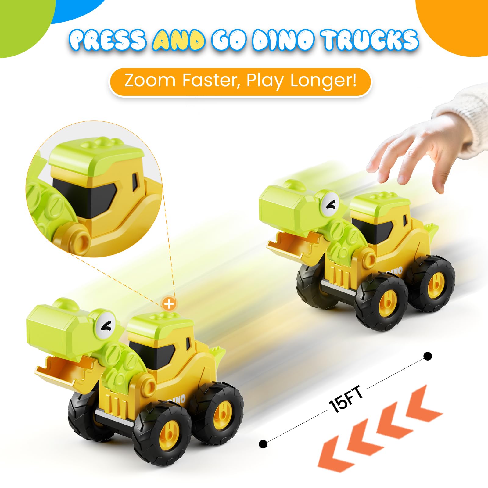 Dimoarch dino blue triceratops road roller rolling action for outdoor sandbox fun
