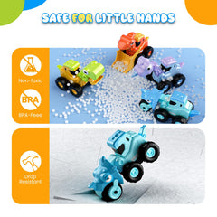 Dimoarch dino playset with four vehicles for cooperative pretend play