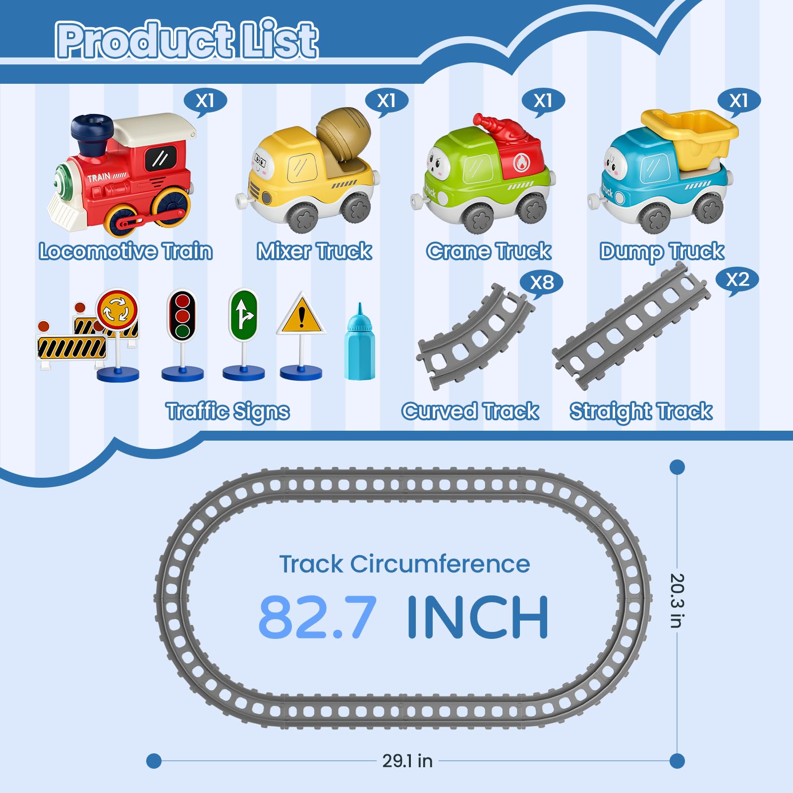 Dimoarch electric train set concrete truck with magnetic links for versatile layouts