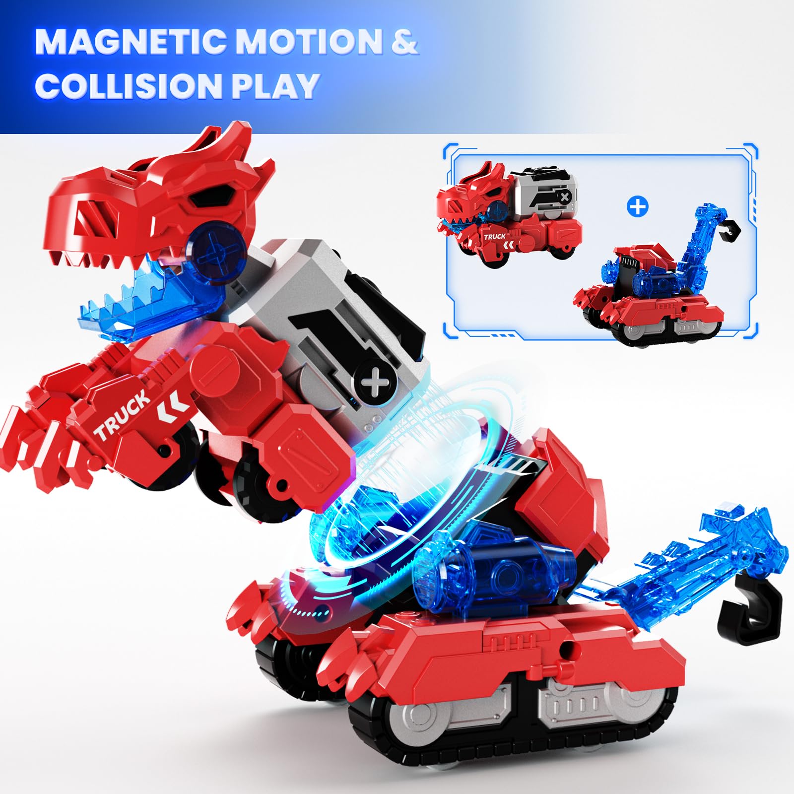 Dimoarch magnets connecting dino robot pieces securely.