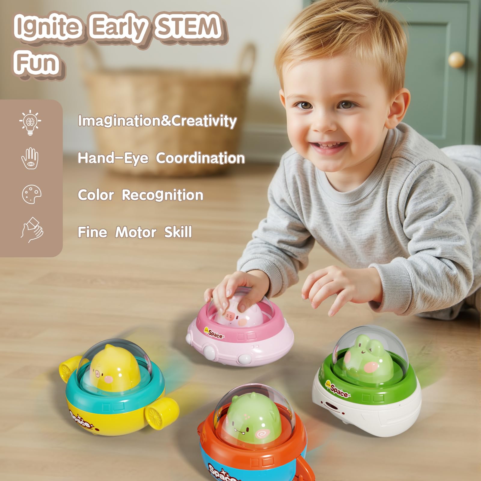 Dimoarch press-and-go toddler play setup showcases lightweight, travel-friendly fun