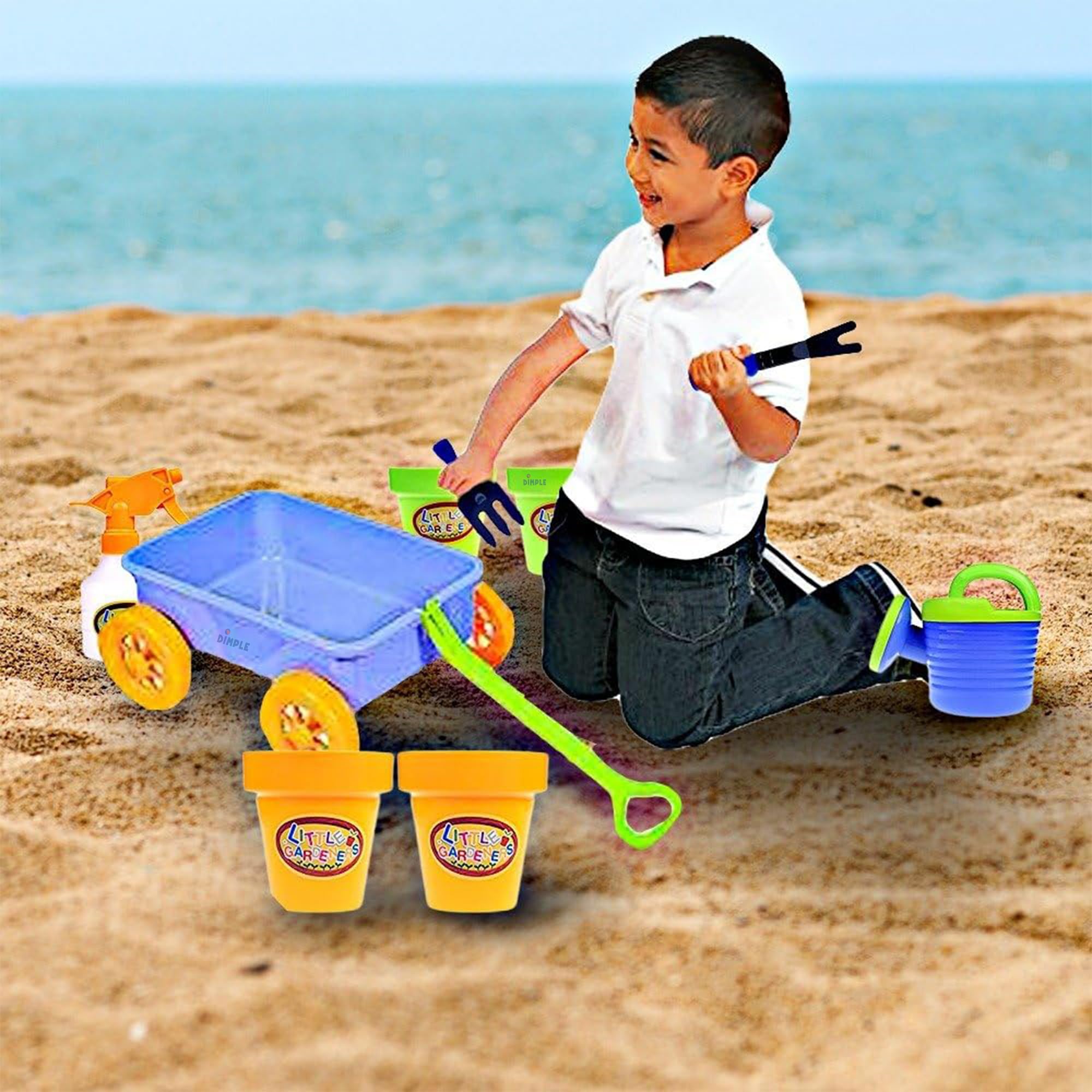 Dimple kids playing with wagon during yard adventures