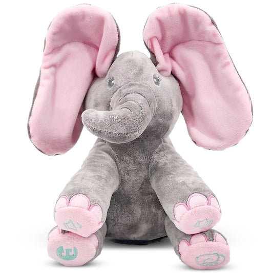 Kaia elephant peek-a-boo action engaging babies.