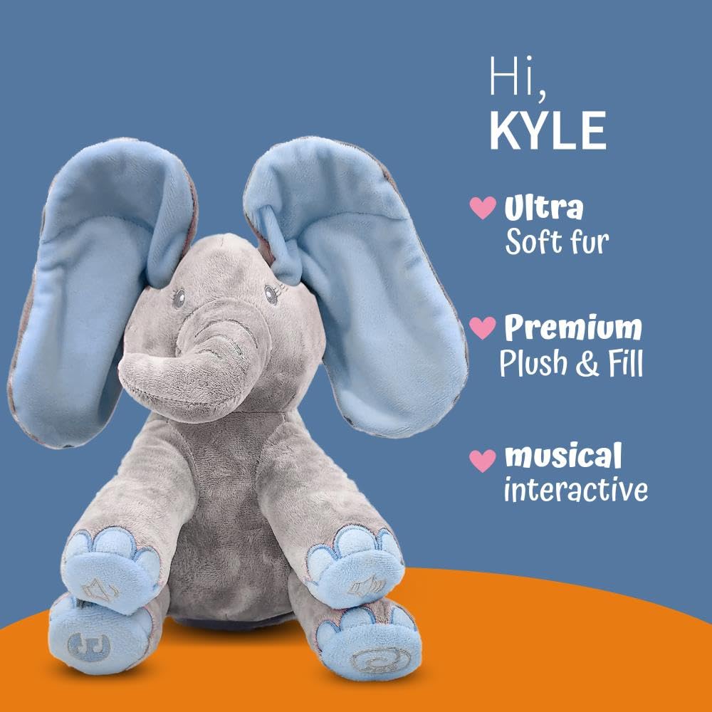 Dimple Kyle Elephant Toy measures 12 inches for easy travel and hugging.