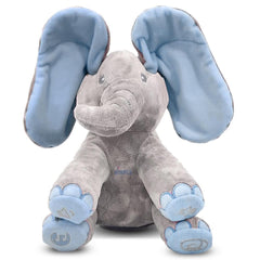 Dimple Kyle Peek-a-Boo Elephant Toy in right-foot song mode for playful learning.