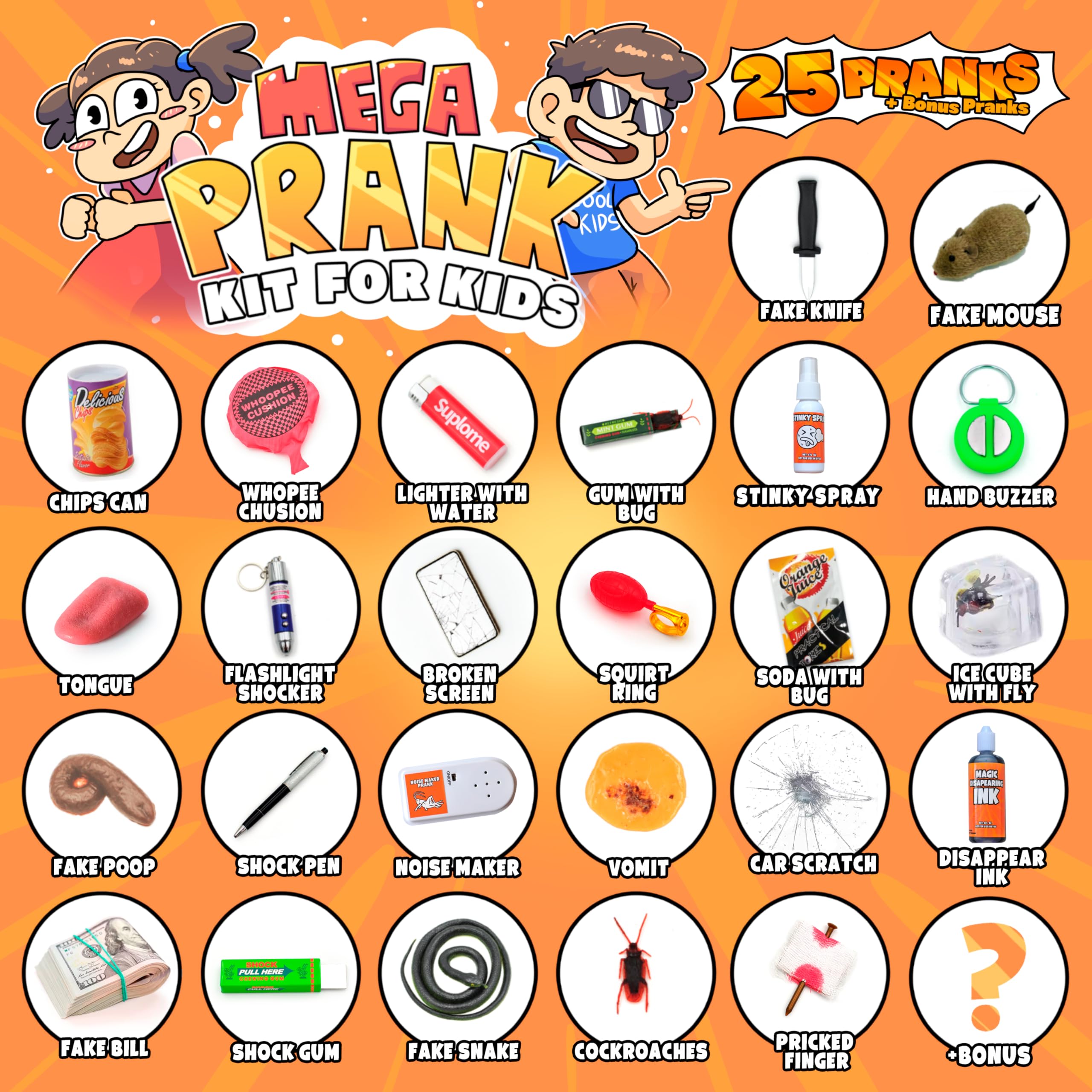 DIMROM Prank Kit gadgets closeup: quirky tools spark imaginative play and shared laughs.