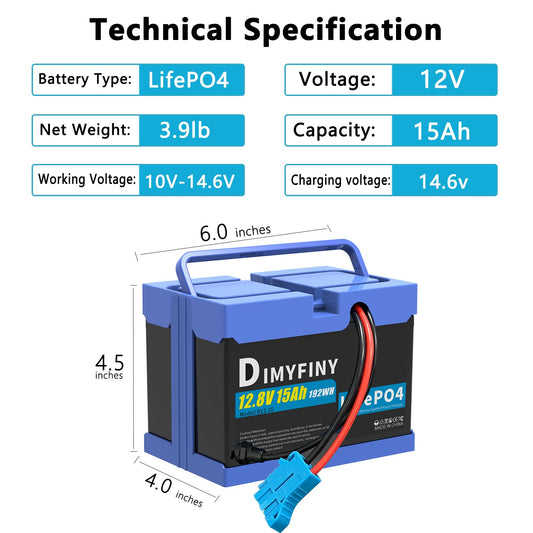 Dimyfiny built-in 20A BMS protects against overcharge and short circuits.